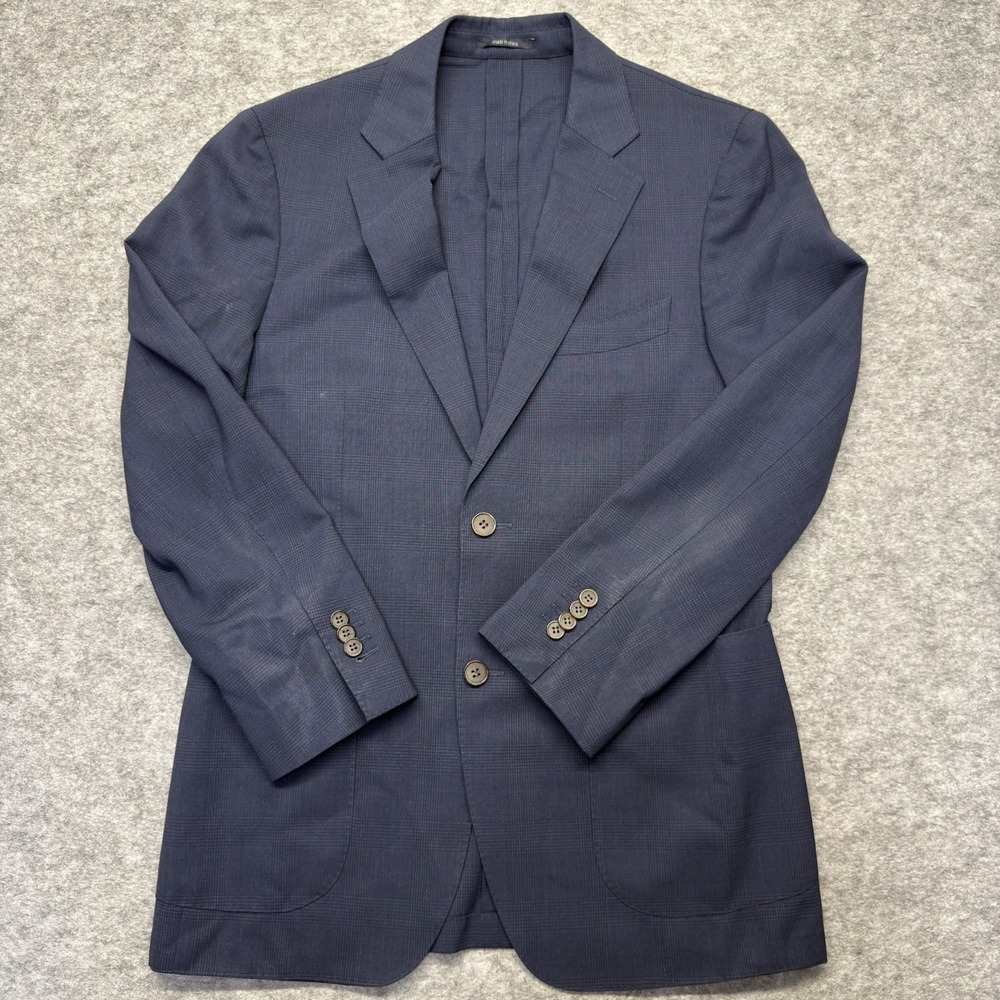 Suitsupply Sport Coat Mens 38 Navy Glen Check Wool Havana Unlined iTravel Blazer